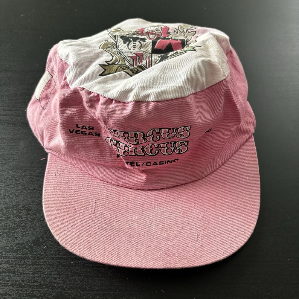 Vtg Circus Circus Casino Las Vegas / Reno SnapBack Hat Designer Pro Pink White